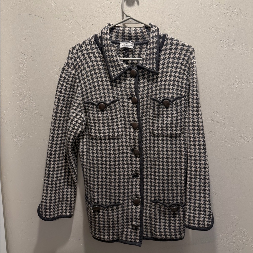 Valentino Houndstooth Blazer in Black and White